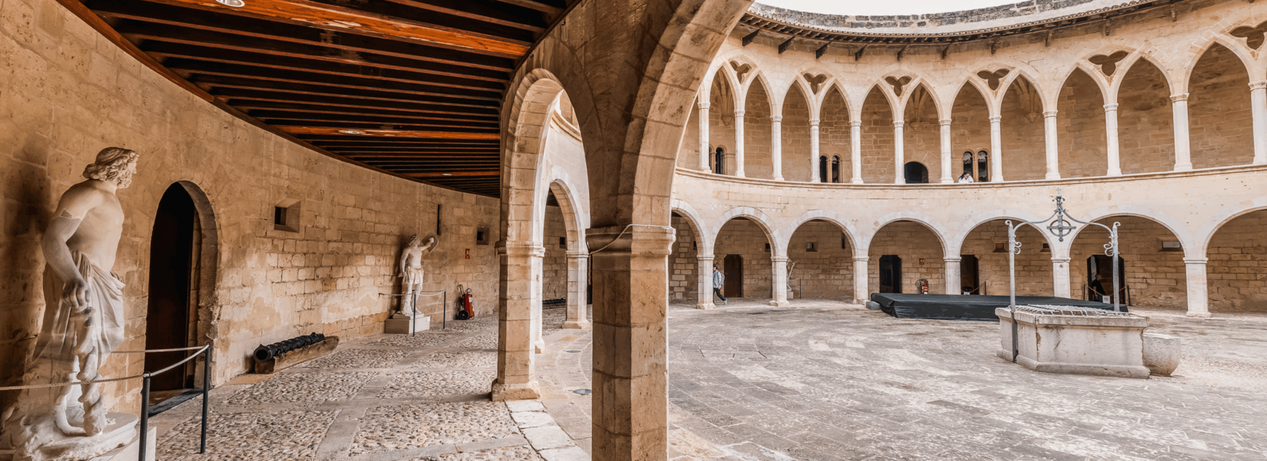 The circular interior of Bellver Castle in Palma 