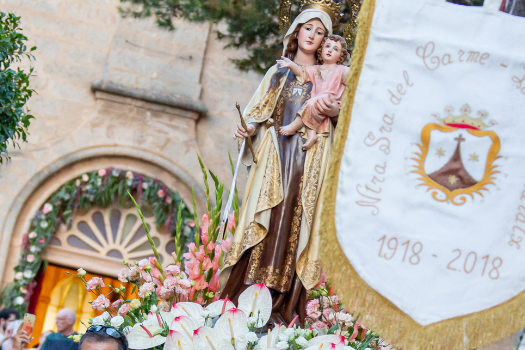 The statue of the Virgin Mary which is carried to the boats in Port Andratx, Mallorca.