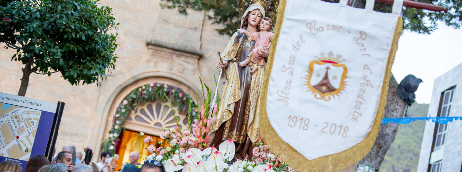 The statue of the Virgin Mary which is carried to the boats in Port Andratx, Mallorca.