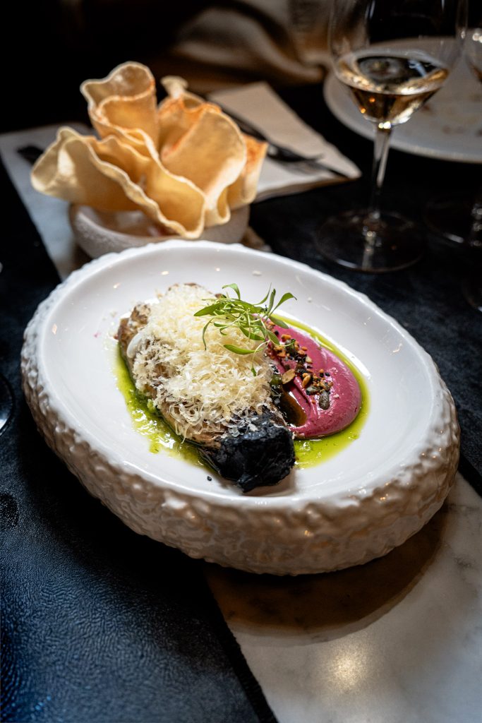 Fire roasted aubergine at Viu Restaurant in Palma 